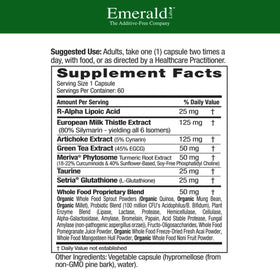 EMERALD LABS Complément Alimentaire Santé du Foie 60 Capsules Végétales - vue de côté