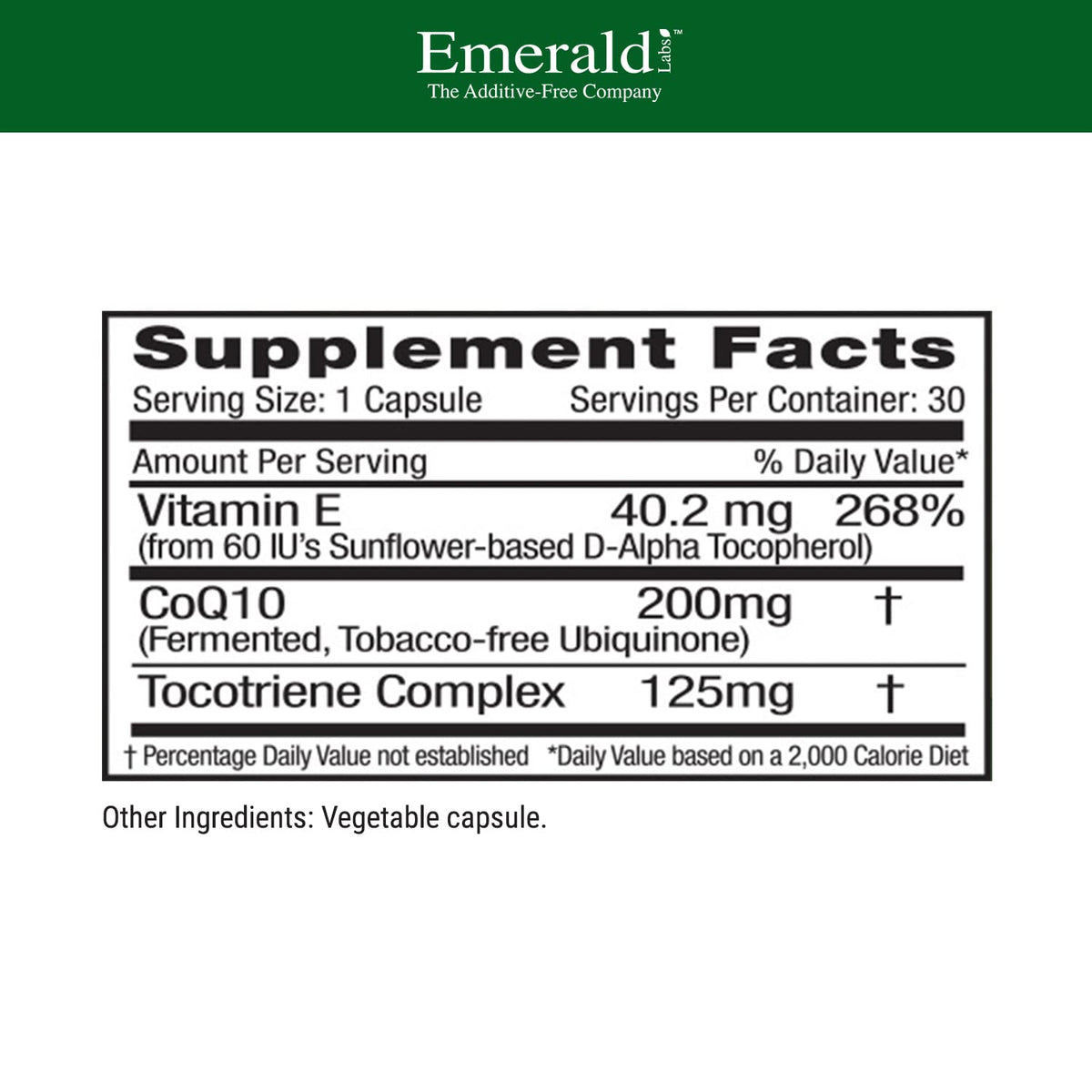 EMERALD LABS CoQ10 200mg 30 capsules avec étiquette