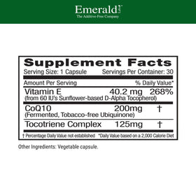 EMERALD LABS CoQ10 200mg 30 capsules avec étiquette