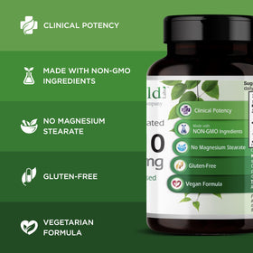 EMERALD LABS CoQ10 200mg capsules sur fond blanc