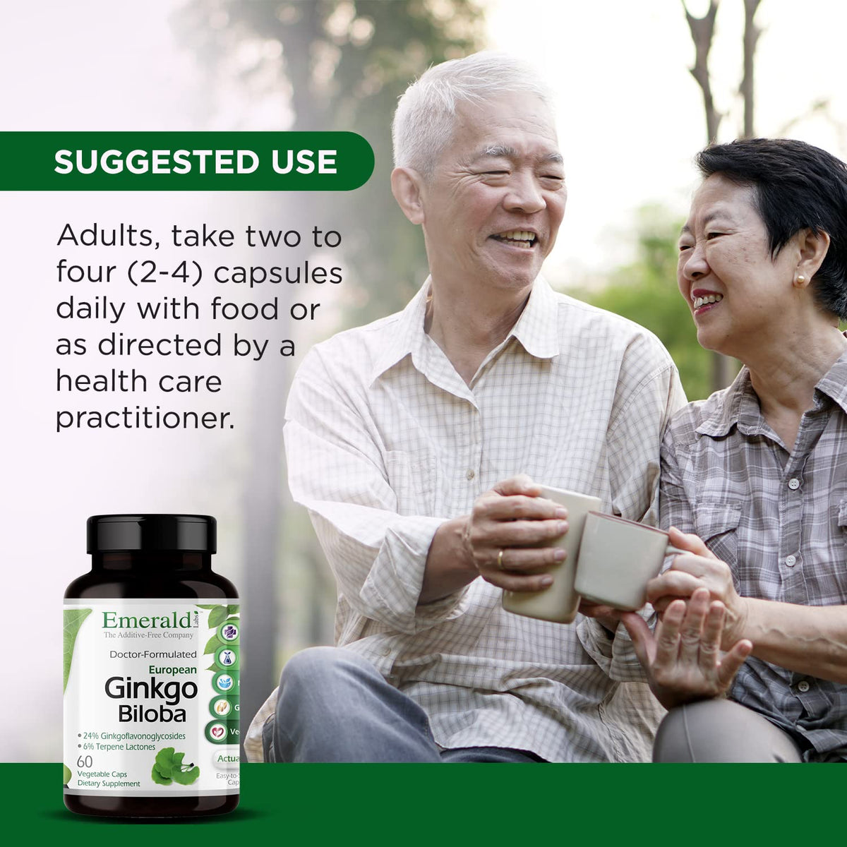 EMERALD LABS Extrait de Ginkgo Biloba, gélules dans un verre