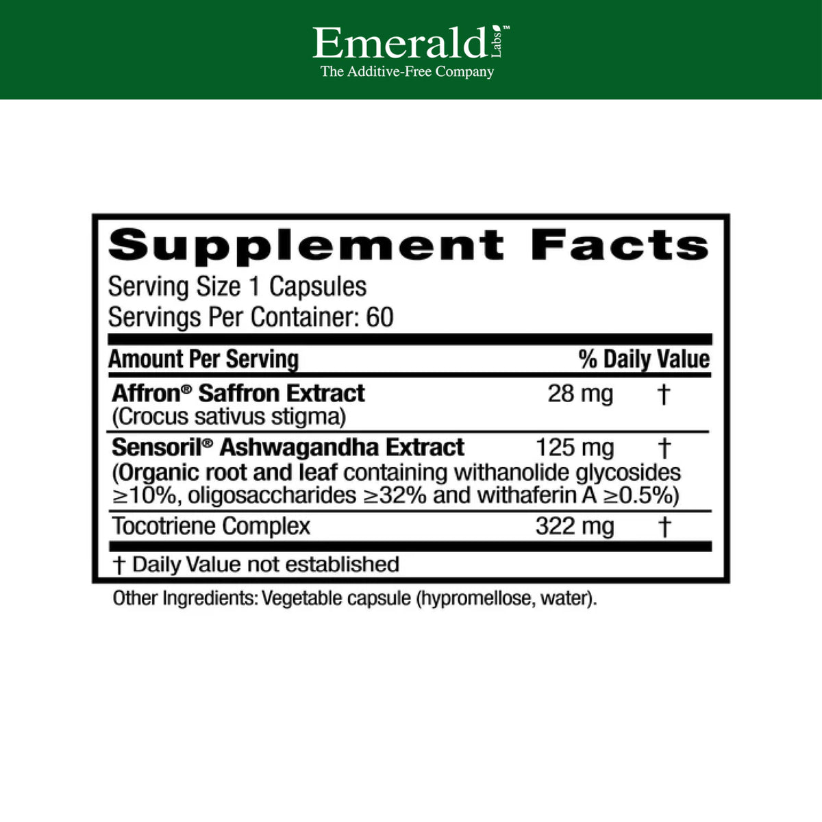 EMERALD LABS gélules végétales avec étiquette et contenu