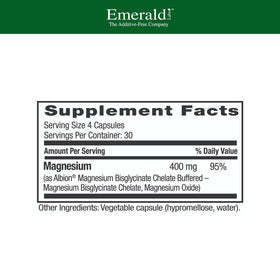 EMERALD LABS Magnésium 400mg 120 capsules étiquette