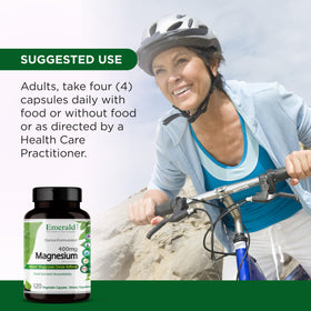 EMERALD LABS Magnésium 400mg 120 capsules sur fond blanc