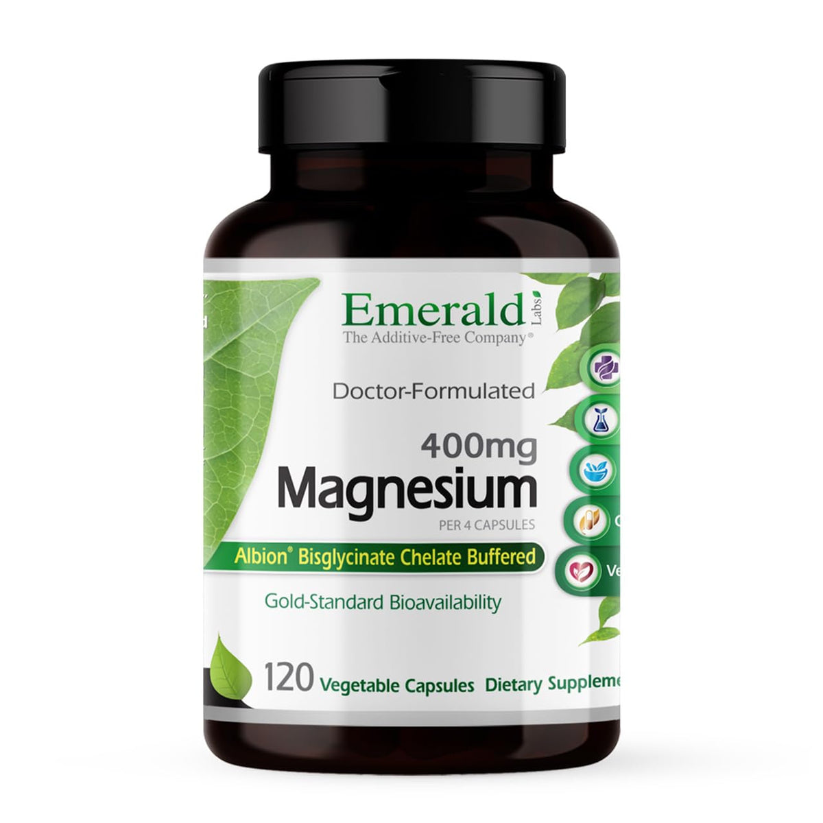EMERALD LABS Magnésium 400mg 120 capsules vue de face