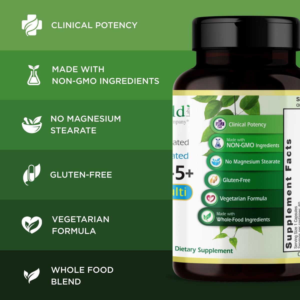 EMERALD LABS Men's 45+ 1-Daily Multi 60 capsules avec étiquette