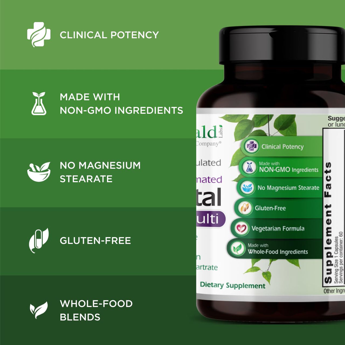 EMERALD LABS Multivitamine Prénatale 60 capsules sur une table
