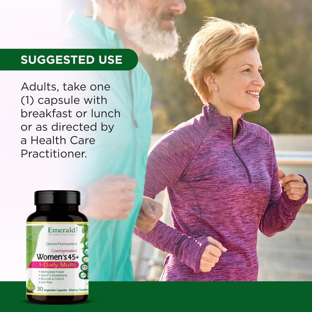 EMERALD LABS Multivitamines Femme 45+ 30 Capsules - prise avec un verre d'eau