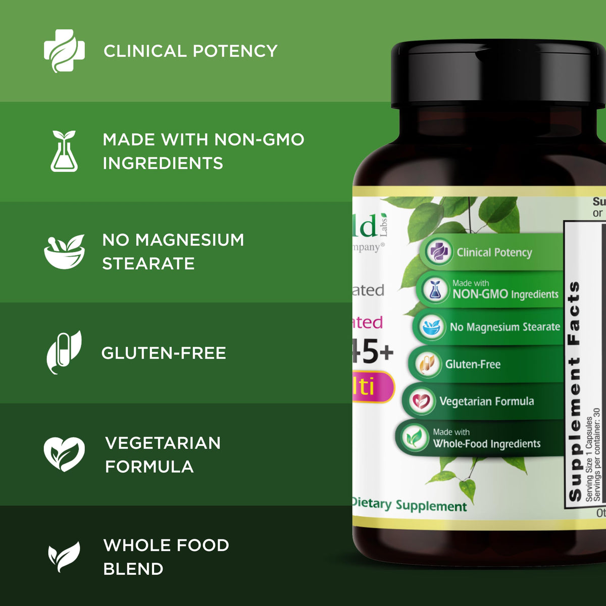 EMERALD LABS Multivitamines Femme 45+ 30 Capsules - vue de côté
