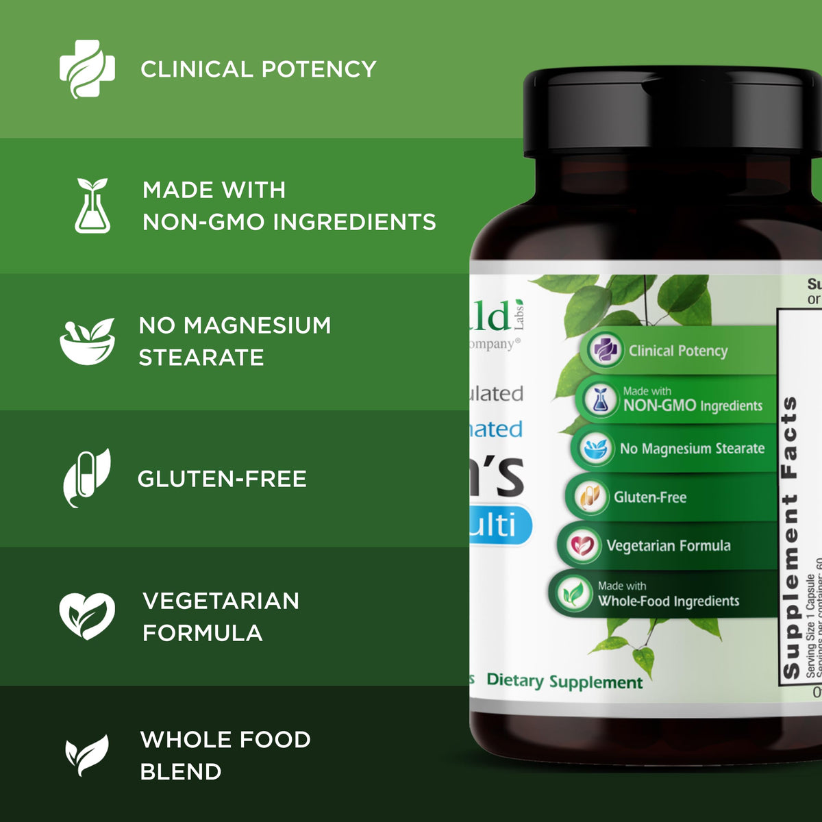 EMERALD LABS Multivitamines Quotidiennes pour Hommes 60 Capsules avec des gélules