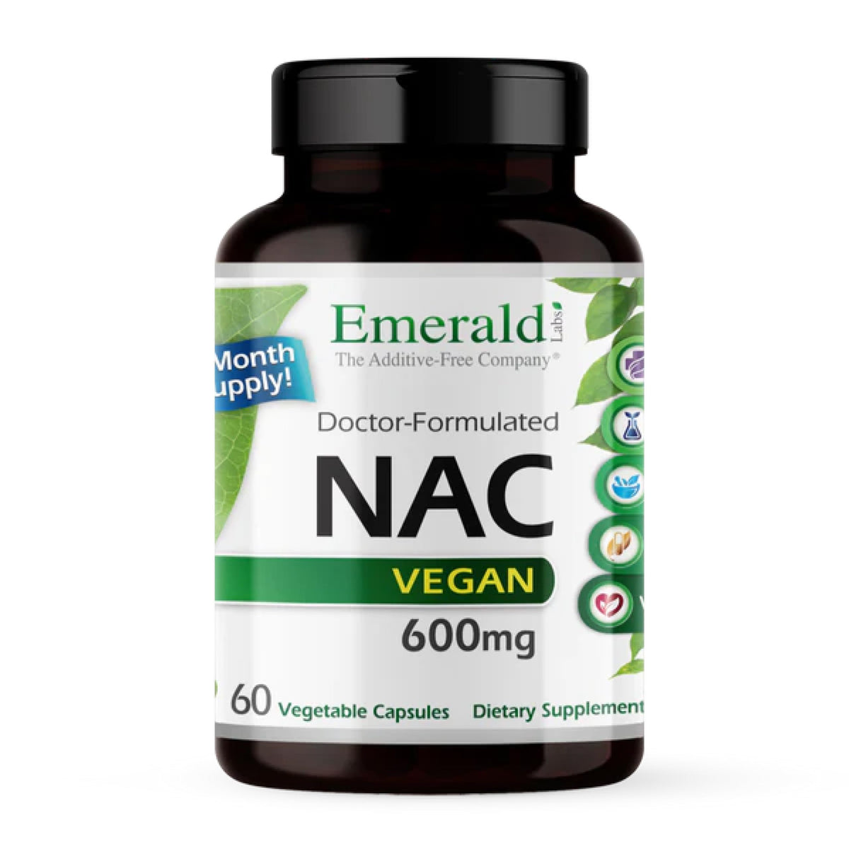 EMERALD LABS NAC 600mg 60 gélules végétales vue de face