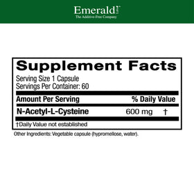 EMERALD LABS NAC 600mg flacon avec 60 gélules végétales