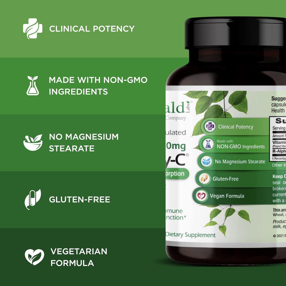 EMERALD LABS PureWay-C 90 capsules ouvertes montrant les capsules