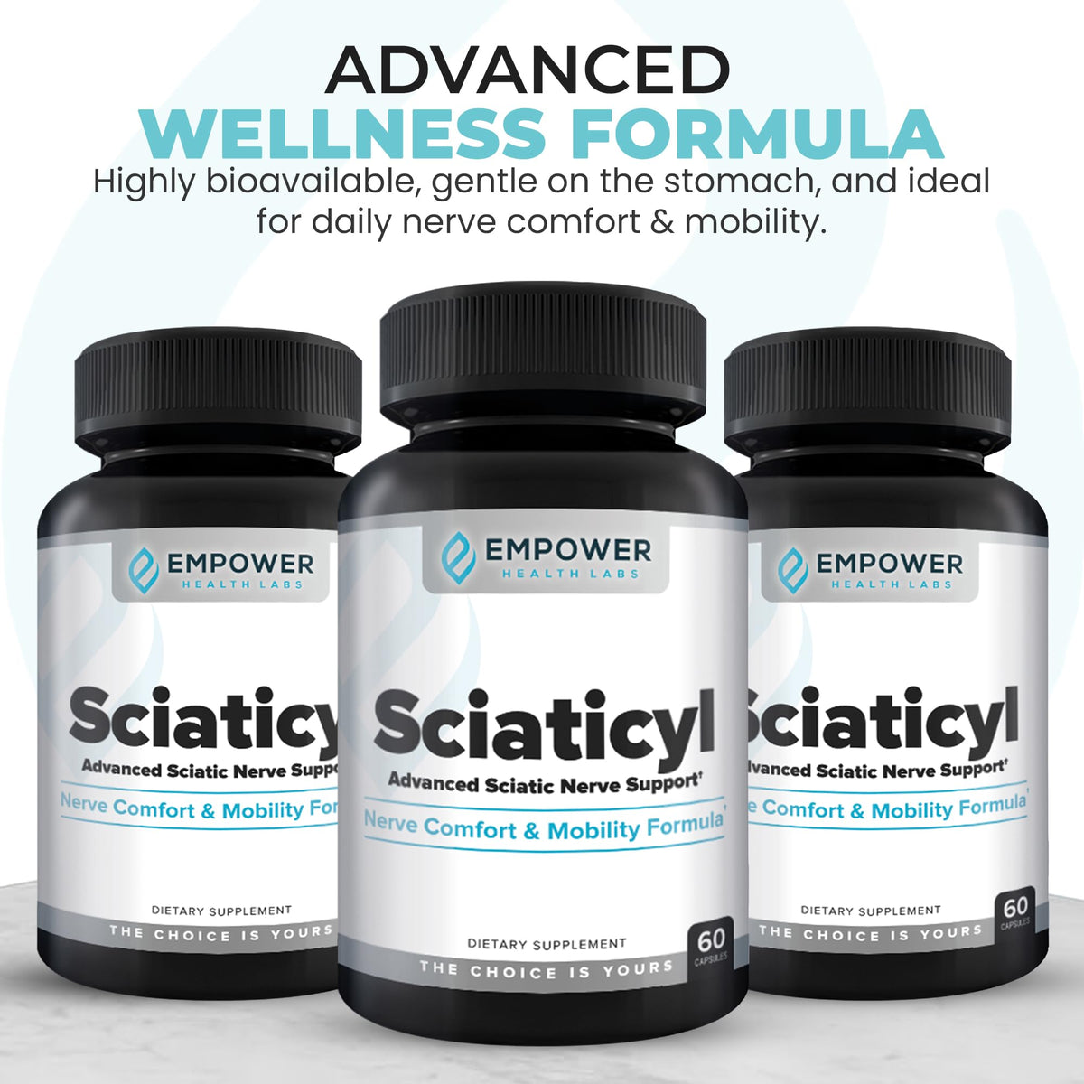Empower Health Labs Sciaticyl 60 capsules étiquette et ingrédients