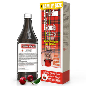 Emulsion de Escocia Huile de Foie de Morue Saveur Cerise 15,3 Fl Oz vue avant