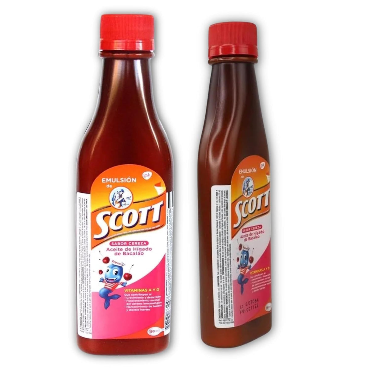 Emulsion de Scott 180 ml avec cuillère doseuse à côté