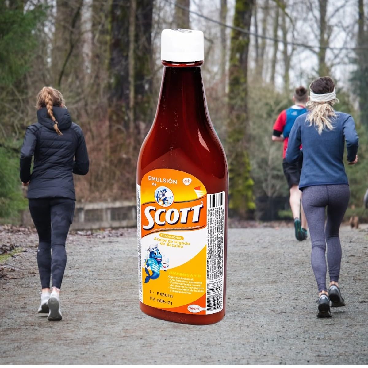 Emulsion de Scott 360 ml étiquette avec ingrédients