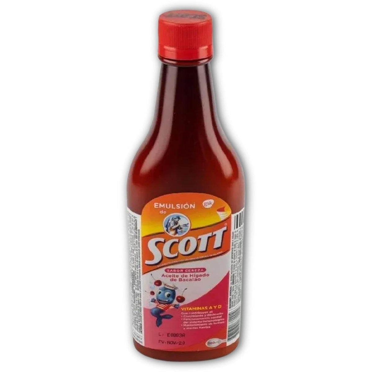 Emulsion de Scott Sabor Cereza 360 ml vue avant avec étiquette