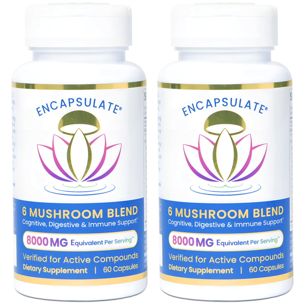 ENCAPSULATE Mélange de 6 Champignons 120 Caps, vue de face