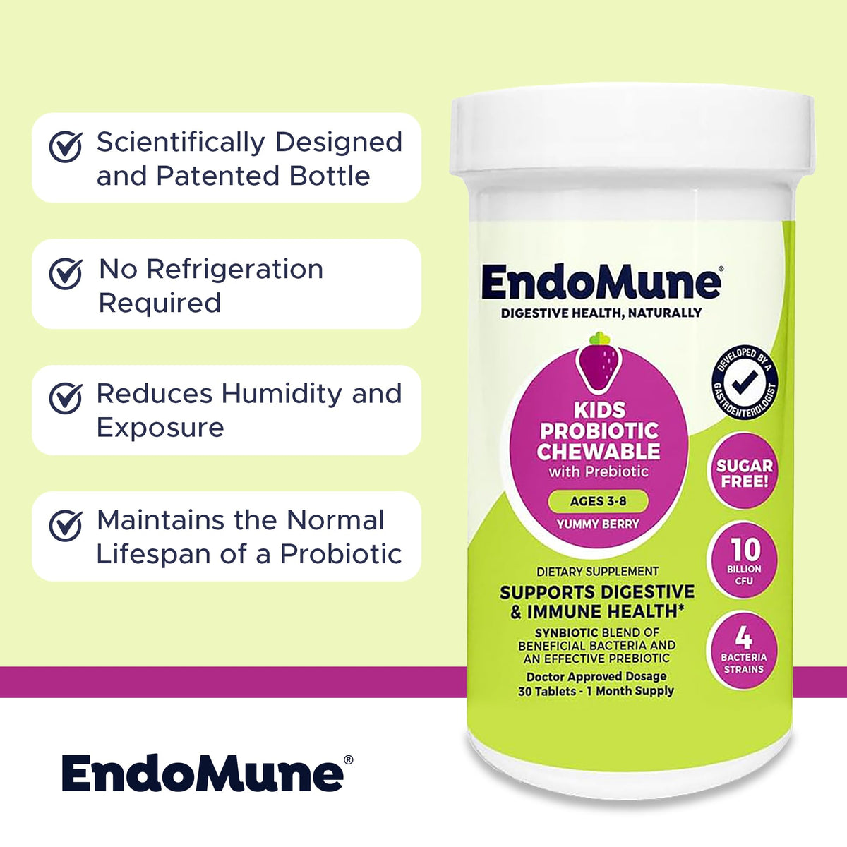 Endomune Junior Probiotiques avec une fraise