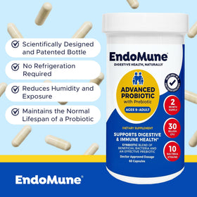 Endomune Probiotique, capsules dans un verre