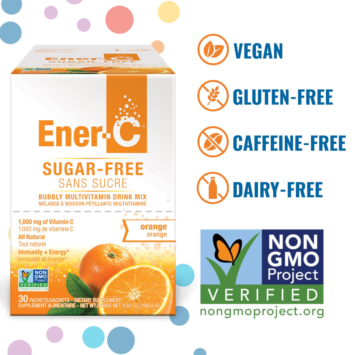 Ener-C Mélange Multivitaminé sachets avec étiquette et informations nutritionnelles