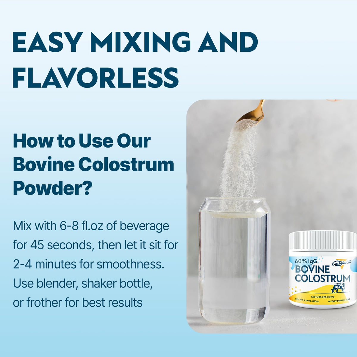 Energievoll colostrum bovin en poudre en emballage hermétique