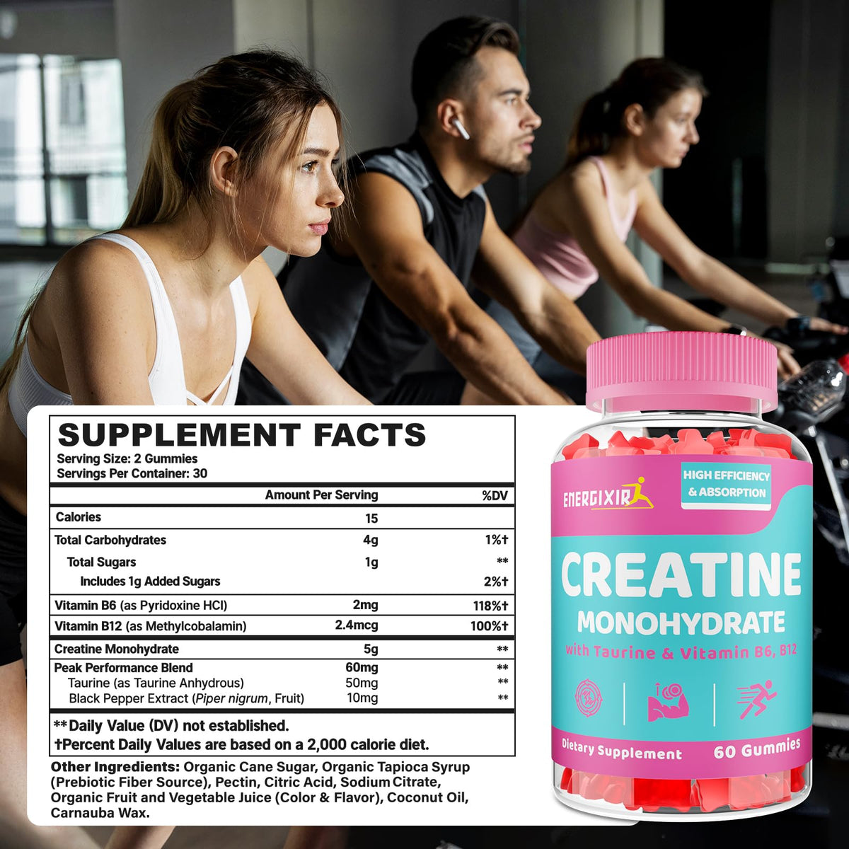 Energixir gummies de créatine pour femmes - vue arrière