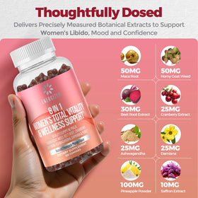 Energizen Gummies Vitalité Femmes ingredients list on the back of the package