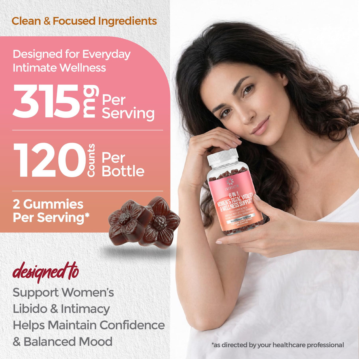 Energizen Gummies Vitalité Femmes showing the gummy texture