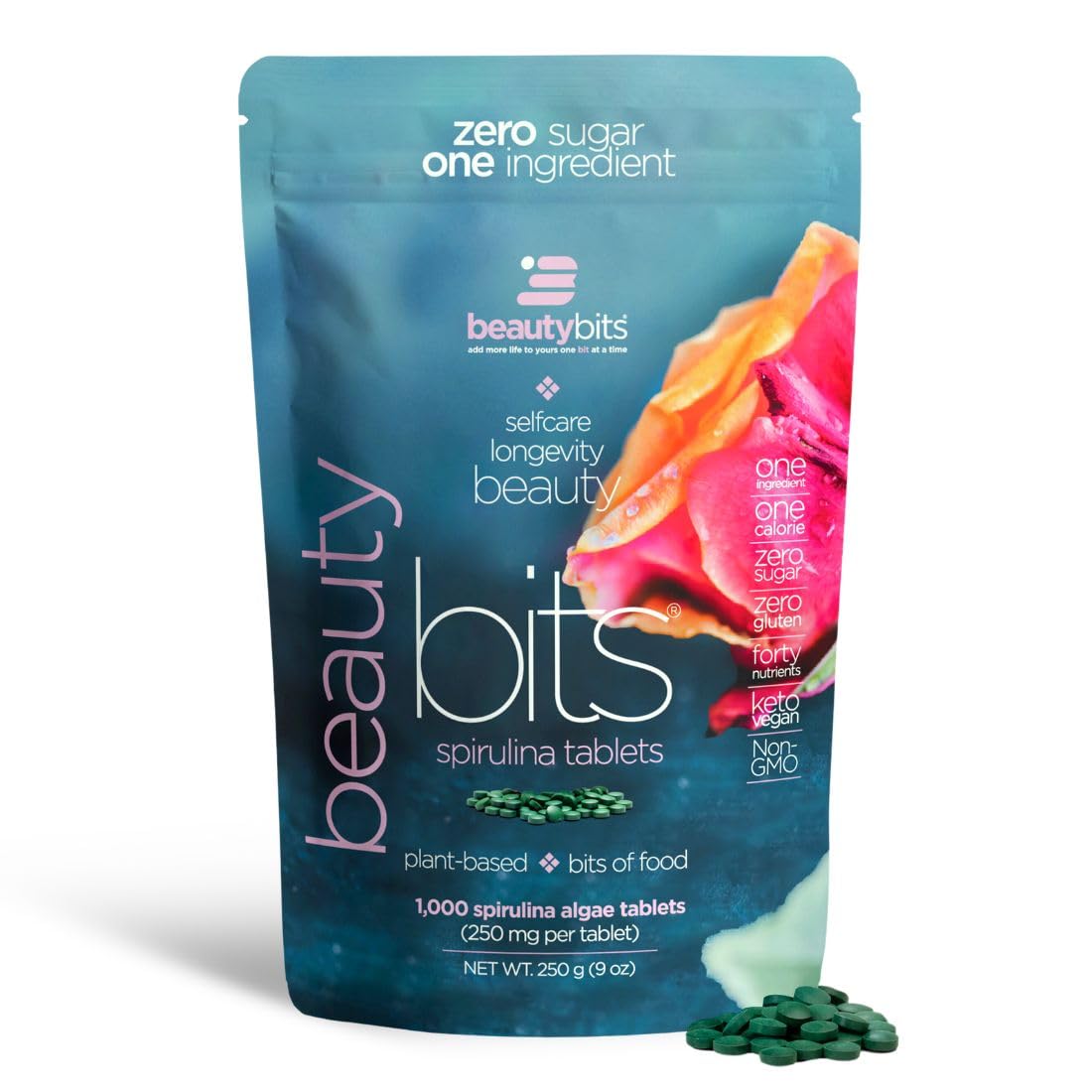 ENERGYBITS BEAUTYbits spiruline tablettes 1000 unités vue de face