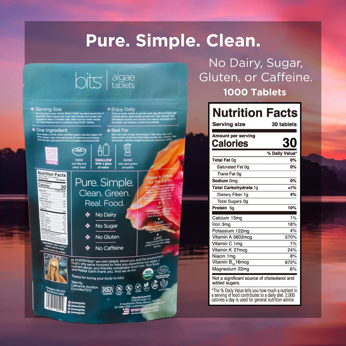 ENERGYBITS BEAUTYbits spiruline tablettes en gros plan