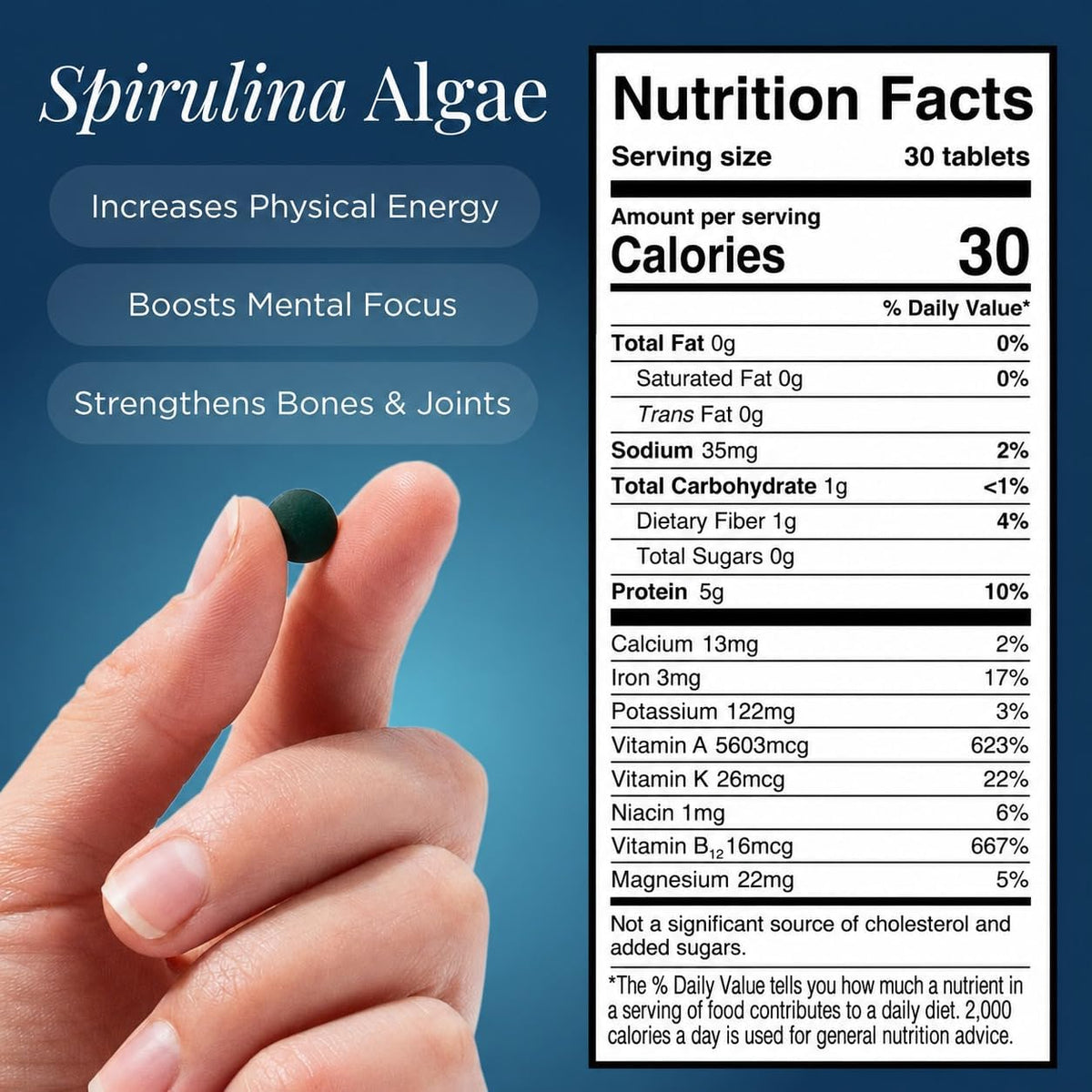 ENERGYBITS Spirulina Tablettes 900 algues, prise en main