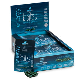 ENERGYBITS Spirulina Tablettes 900 algues, vue de face