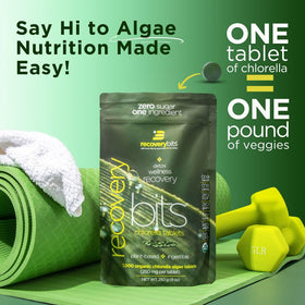 ENERGYBITS Tablettes de Chlorelle BIO, prise avec un smoothie