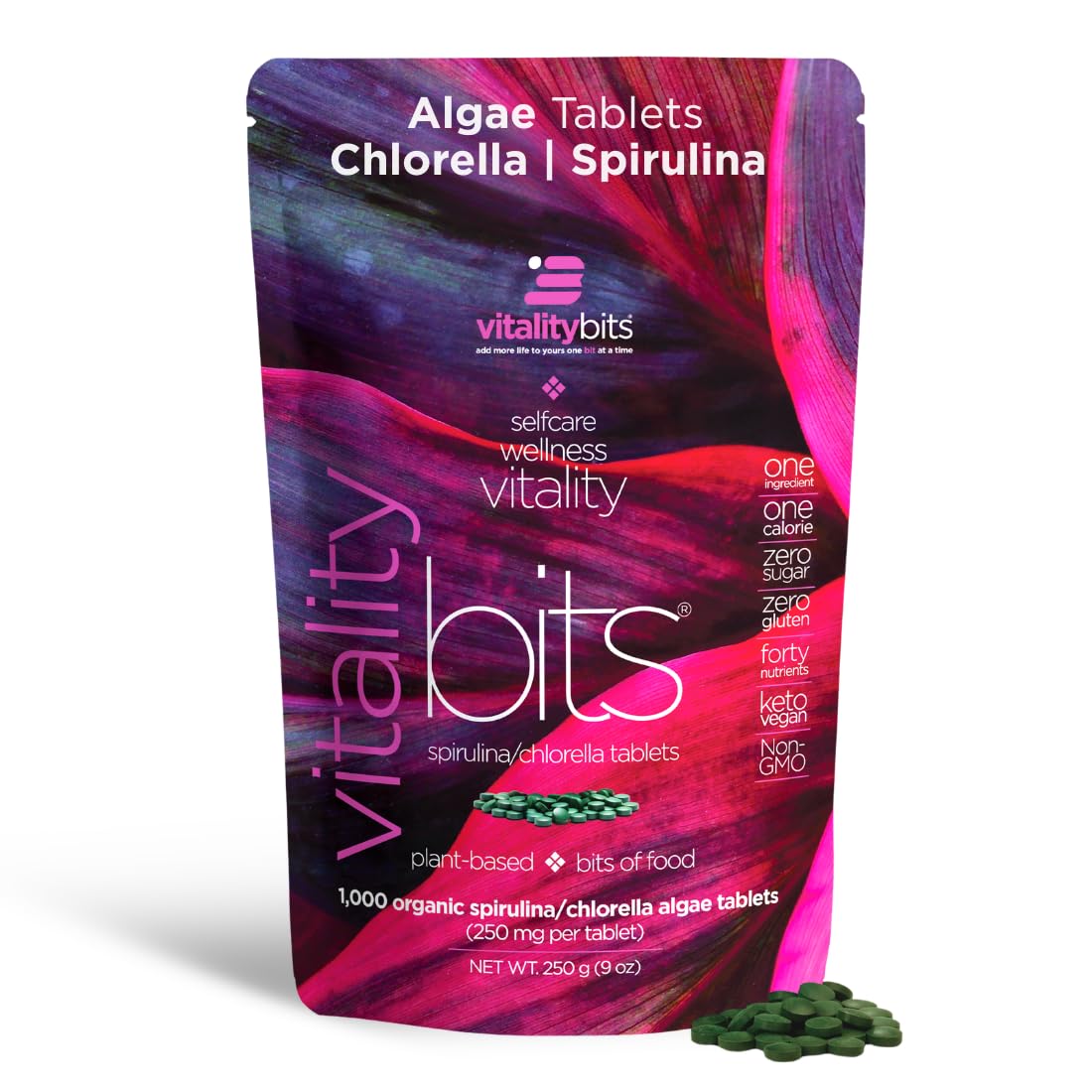 ENERGYBITS VITALITYbits Spiruline Chlorella 1000 tablettes vue de face