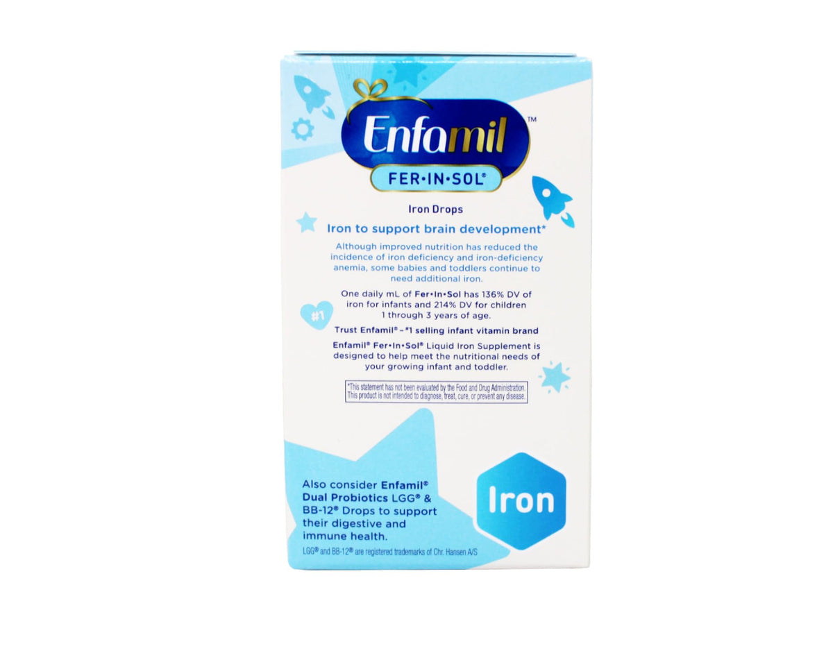 Enfamil Fer-In-Sol complément alimentaire fer 50 mL sur fond blanc