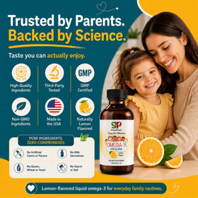 Enfant prenant GreenPeach Omega 3 pour Enfants