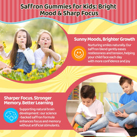 Enfant souriant prenant un gummy de safran duwhot