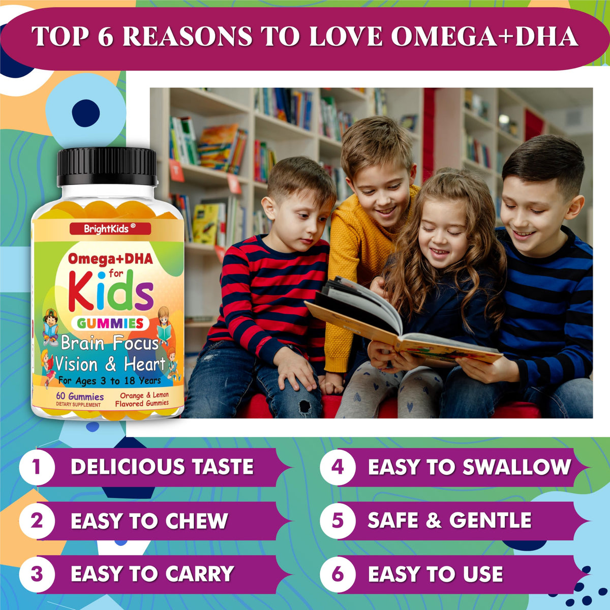 Enfants prenant des gommes DHA BrightKids
