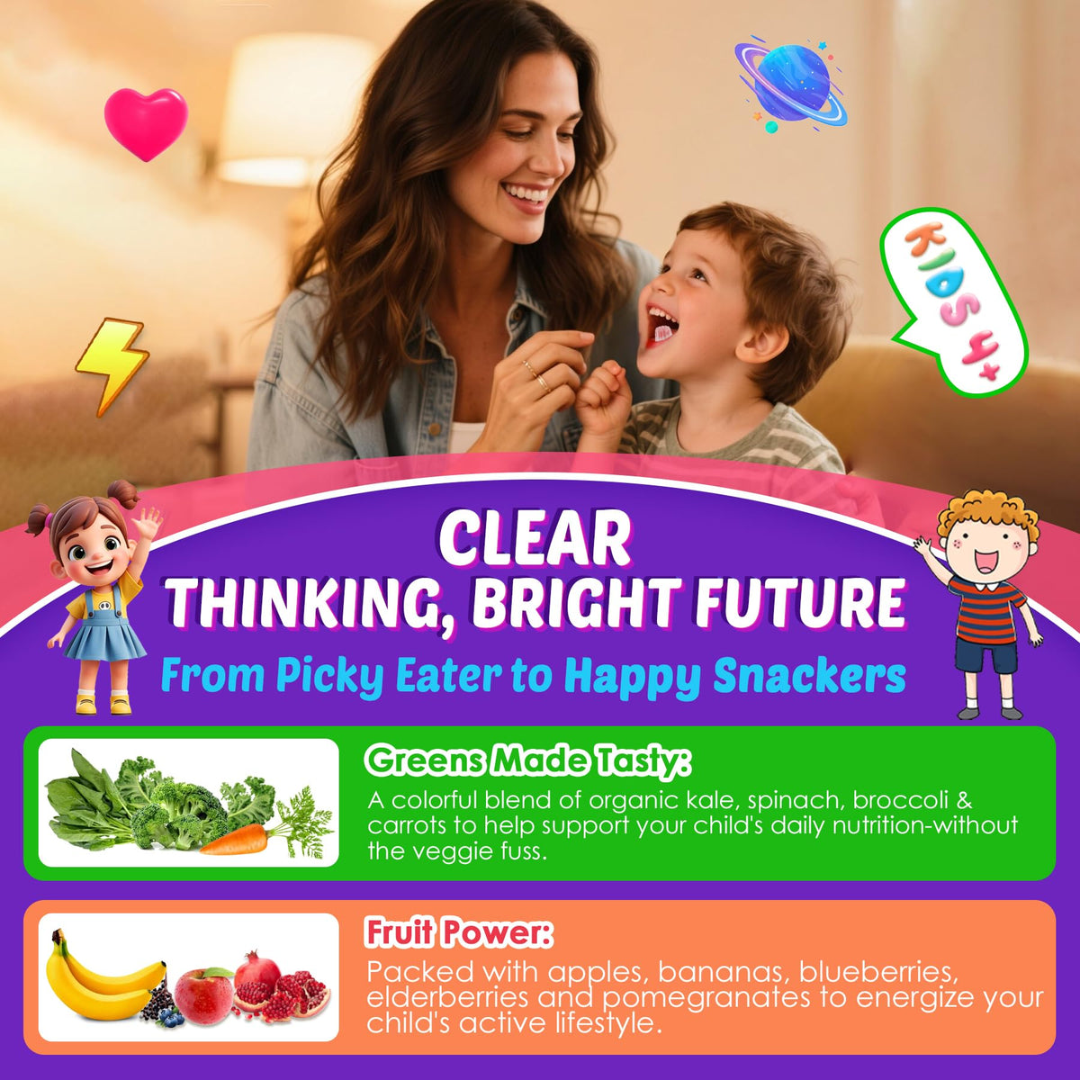 Enfants prenant des gummies cérébrales Nextdia