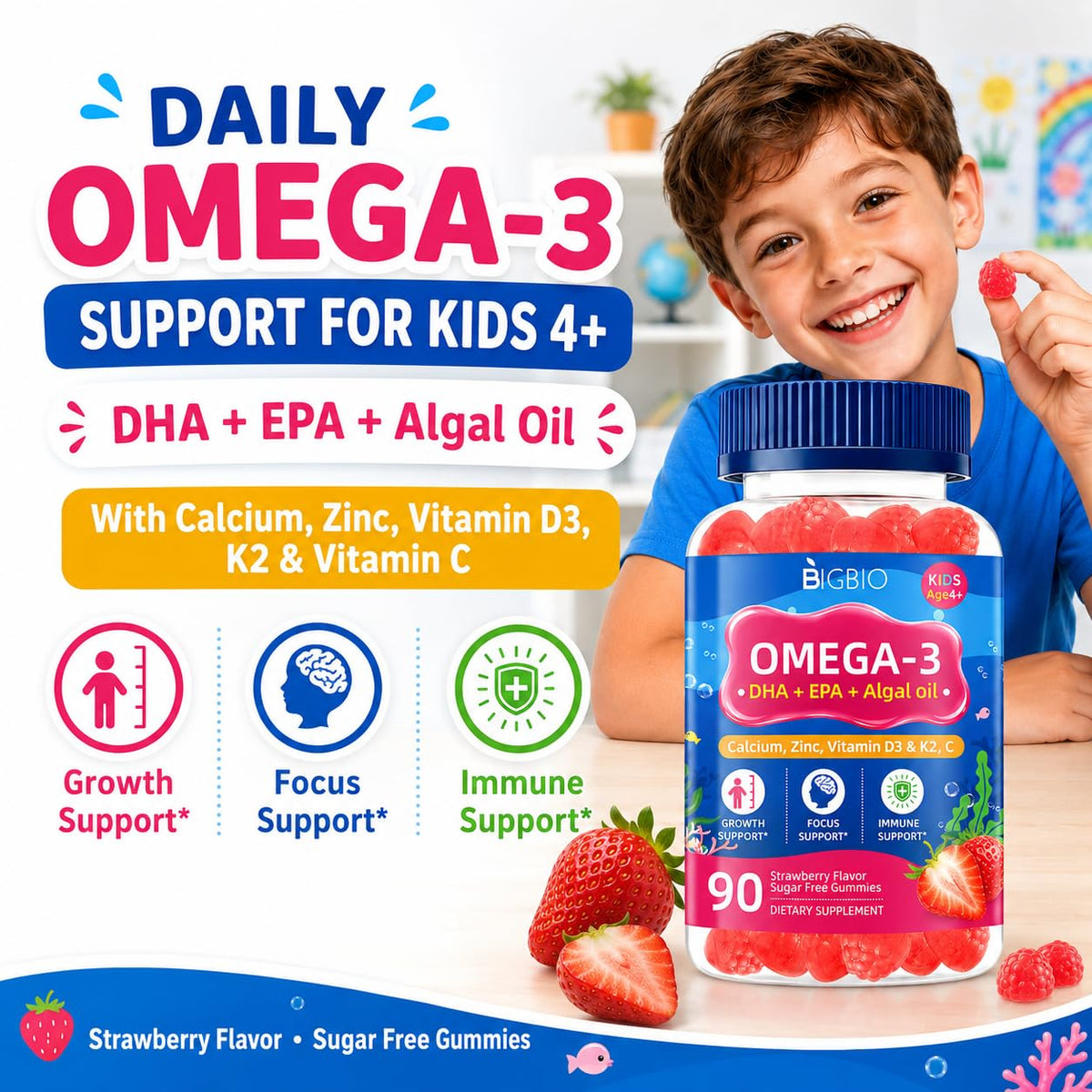 Enfants prenant des gummies Oméga 3 BIGBIO
