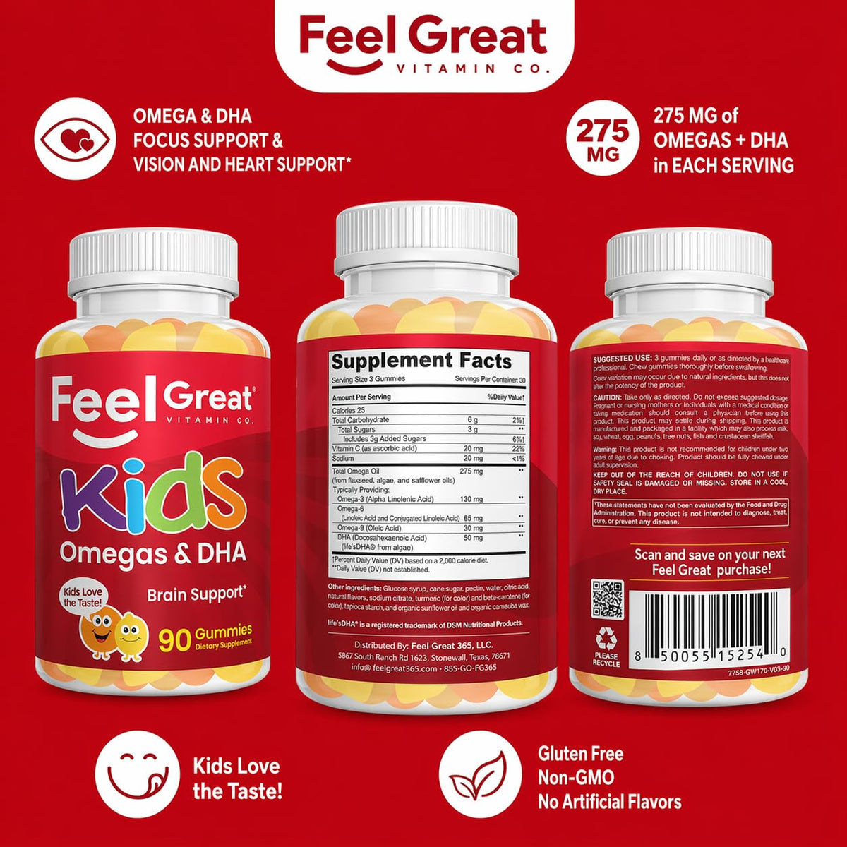Enfants prenant des gummies Omega 3 DHA