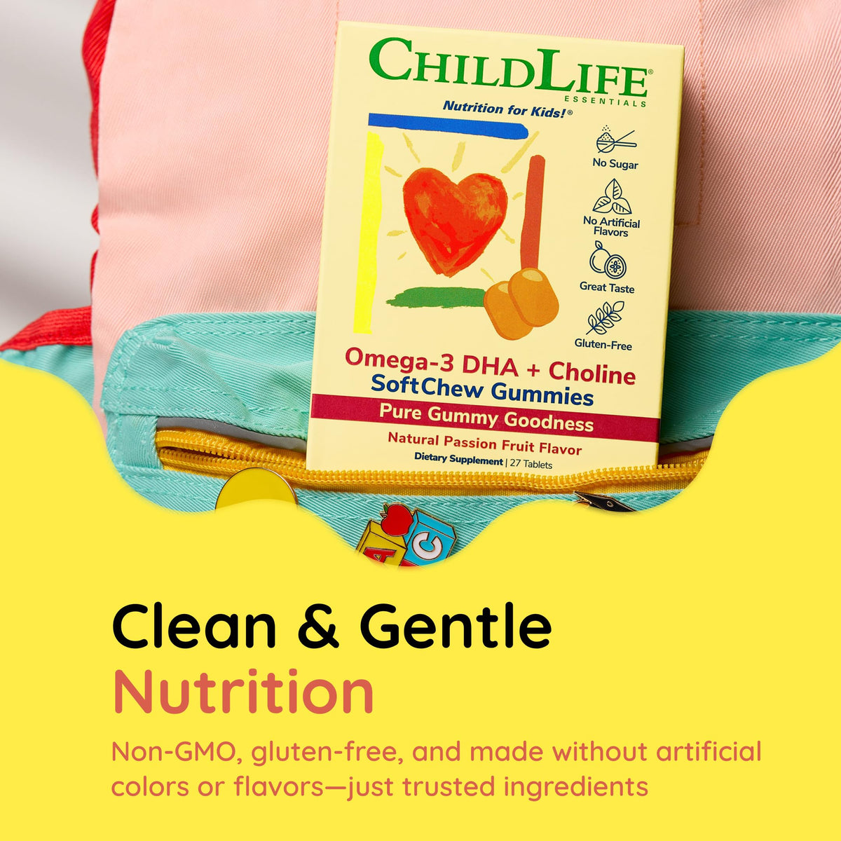 Enfants prenant des Gummies Omega-3 DHA + Choline CHILDLIFE ESSENTIALS