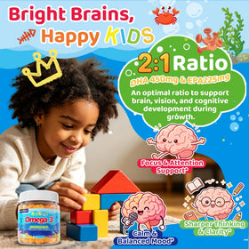 Enfants prenant les gommes Omega 3 NEVISS