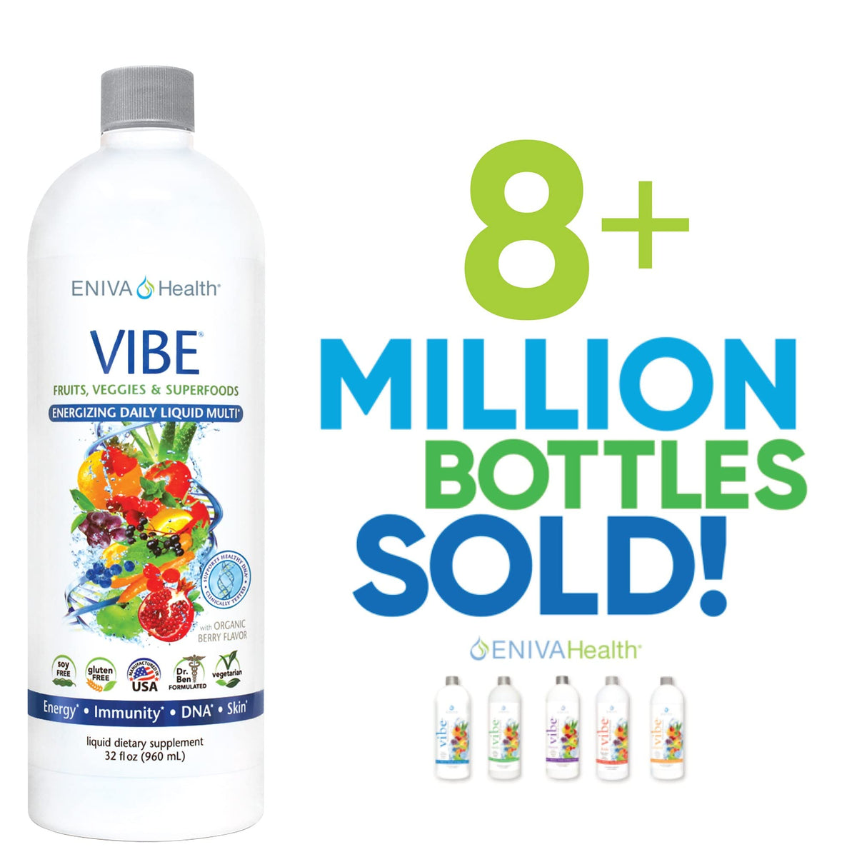 Eniva Vibe Multivitamines Liquides 32 oz - vue en plongée
