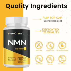 Enprotess NMN 500mg bouteille ouverte avec pastilles visibles