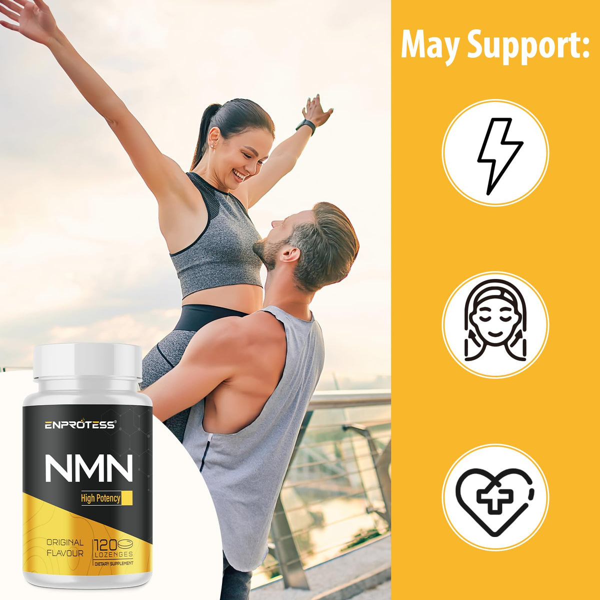 Enprotess NMN 500mg flacon ouvert avec pastilles