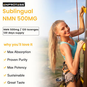 Enprotess NMN 500mg pastille sublinguale à côté d'un verre d'eau
