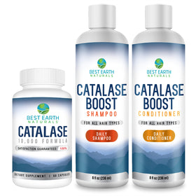 Ensemble Catalase Best Earth Naturals avec 60 capsules, shampooing et après-shampooing